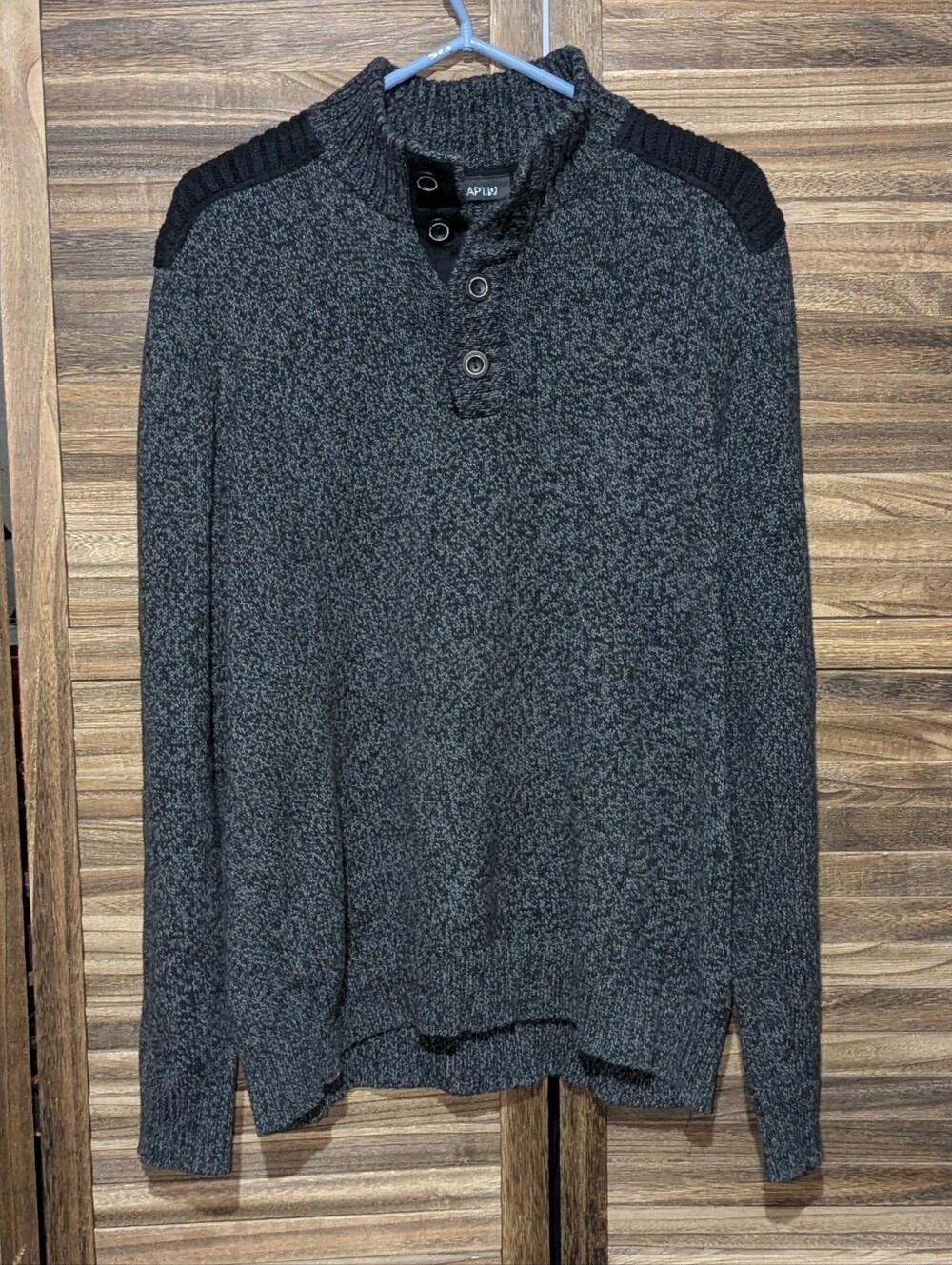 Apt. 9 Men’s Marled Gray Mock Neck Knit Henley Sweater - Size XL